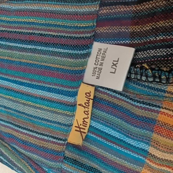 Himalaya Handmade Hippie Style Colorful Patchwork Overalls w/ Stamped Patterns - Picture 5 of 7